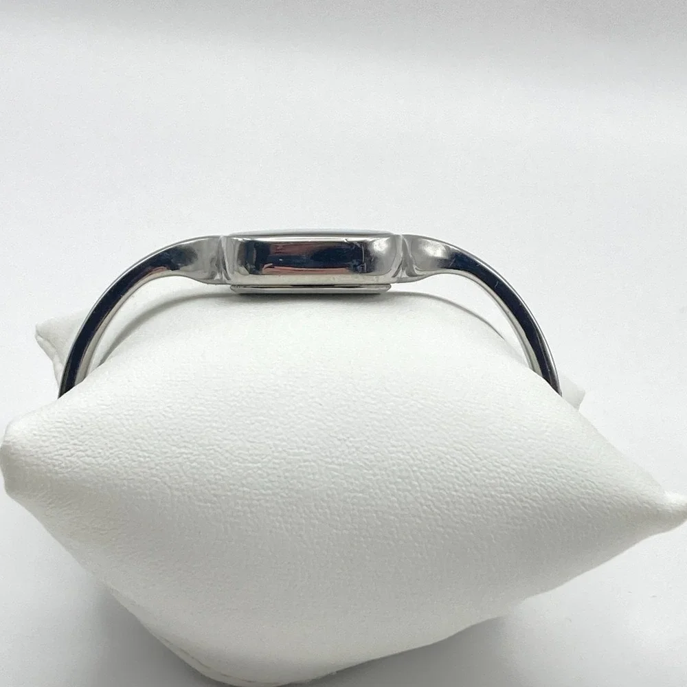 Modern Women's Watch 34mm Silver Tone Bangle Rectangle New Battery 6.75